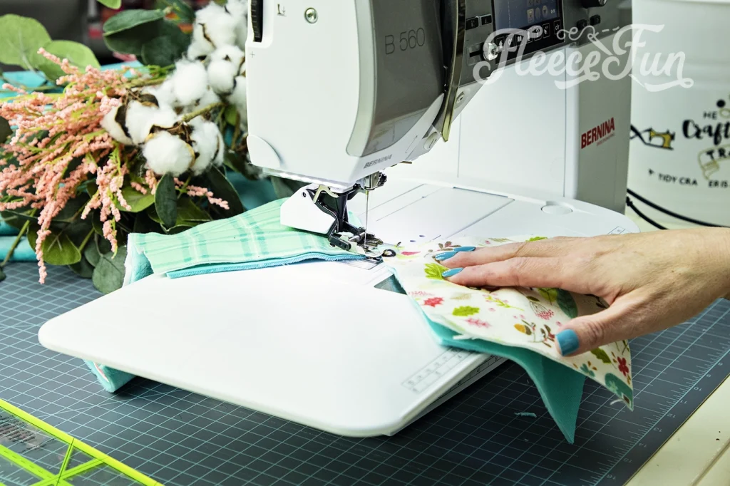 How to chain sew rag quilt blocks when making a rag quilt.