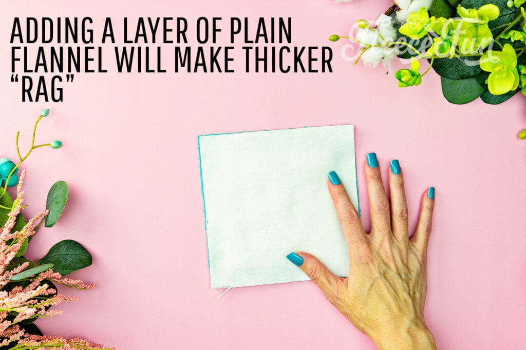 Add another layer of flannel to the block for thicker ragging seams.