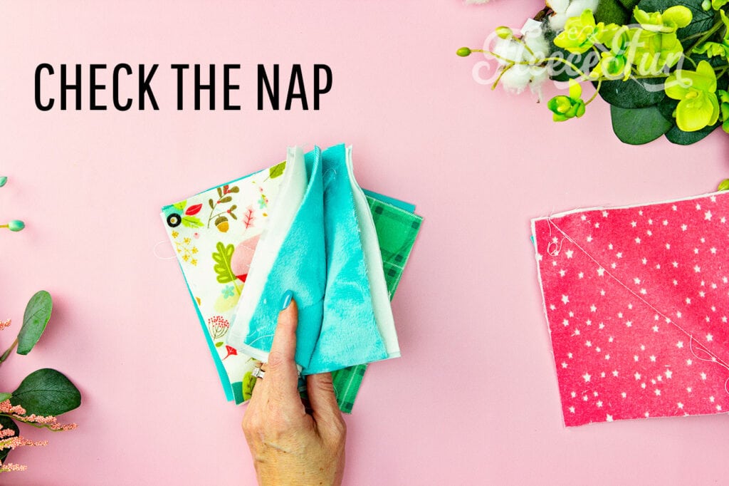 Check the nap of the minky on the blocks.