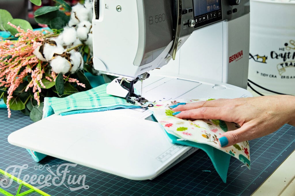 How to chain sew rag quilt blocks when making a rag quilt.