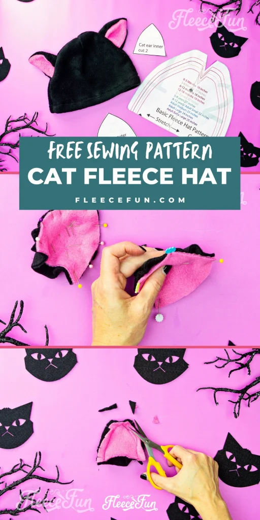 Free Fleece hat pattern with cat ears pattern.  Cute warm hat that comes in sizes baby to adult.  Perfect warm winter hat with personality.