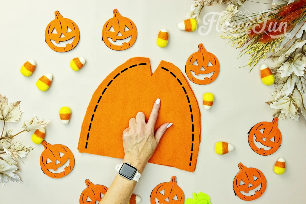 Fleecefun guide to sewing sides of fleece beanie. Halloween fleece hat sewing guide from Fleecefun