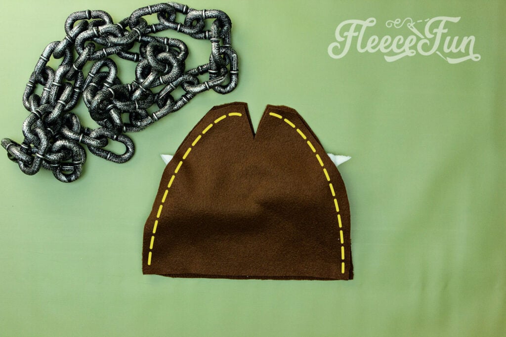 Attach horns and sew sides, Fleece Fun fleece hat guide