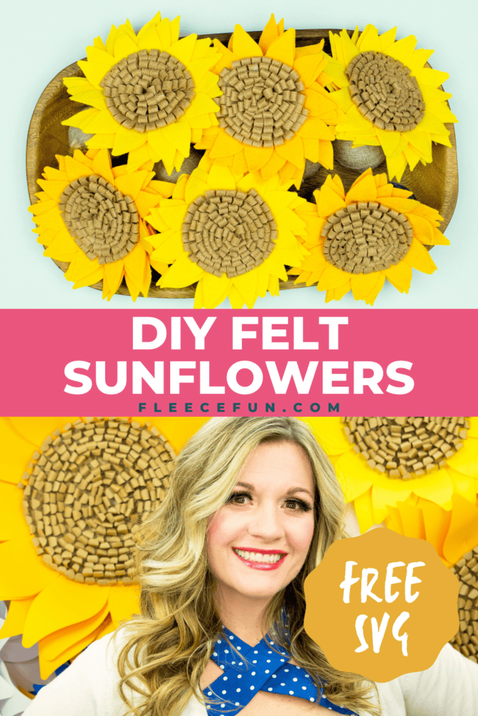 Felt sunflower DIY with free template and tutorial from fleecefun