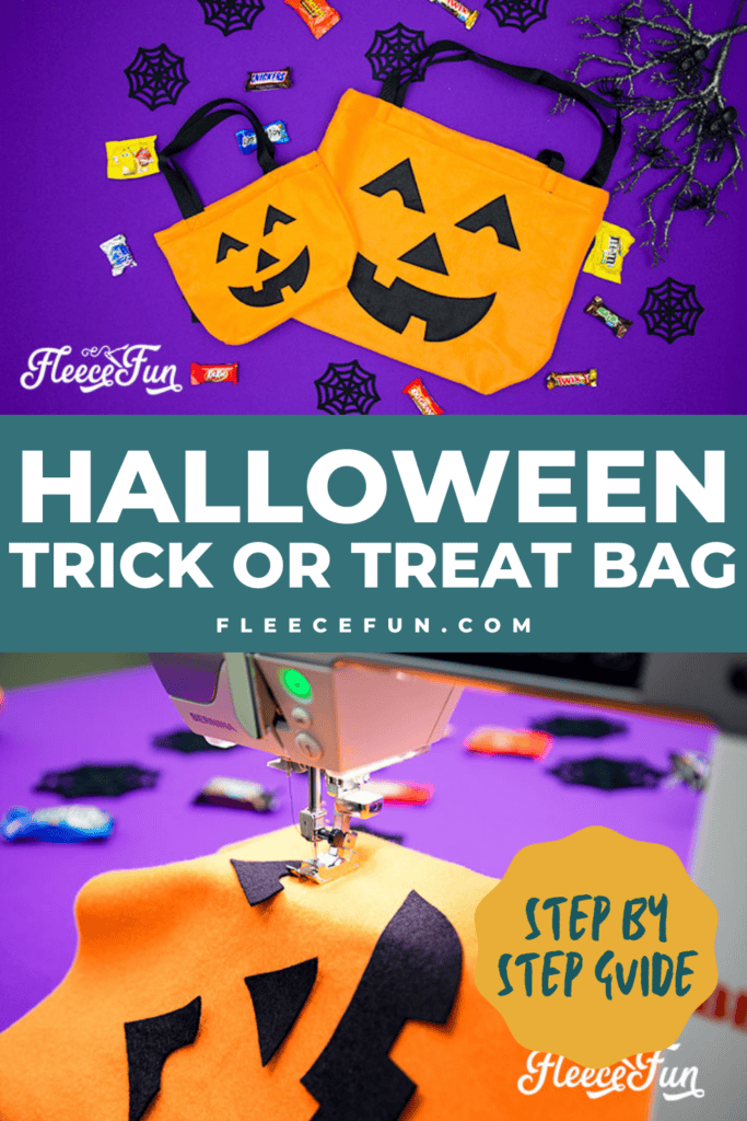 DIY Halloween trick or treat bag using fleecefun free template and tutorial