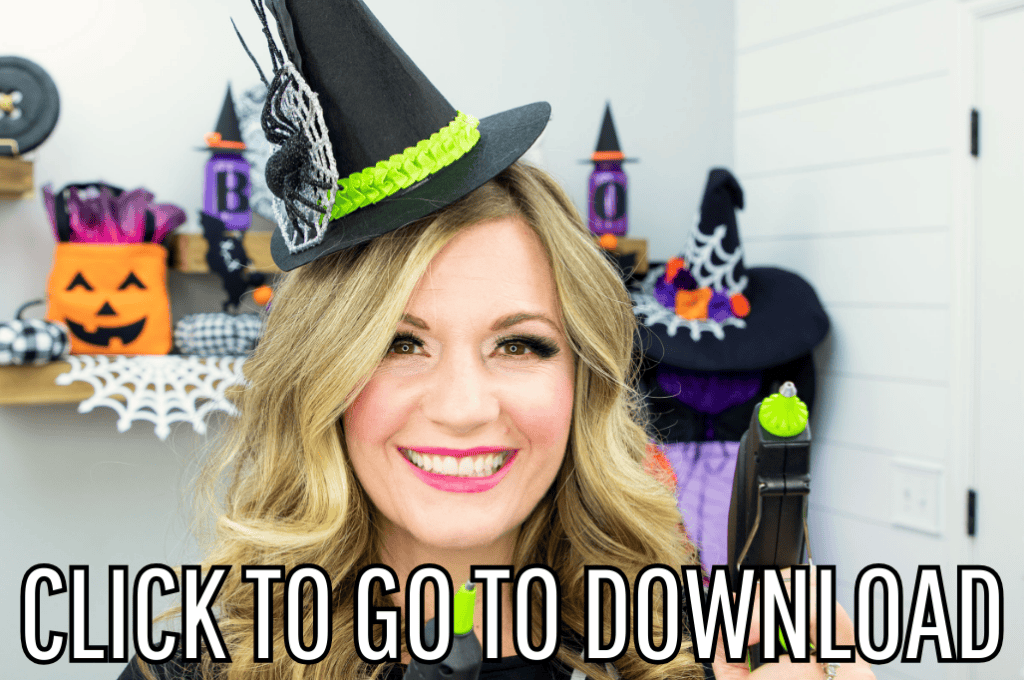 Cute mini witch hats perfect for halloween costumes made with free PDF and SVG files and step by step tutorial from fleece fun, with the text "CLICK TO GO TO DOWNLOAD" displayed at the bottom.