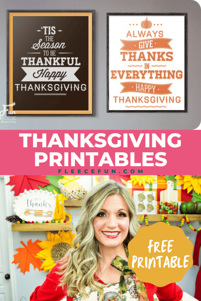 Festive Thanksgiving printable banner from fleecefun, free template and tutorial for holiday decor.