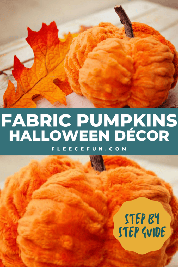 Fabric pumpkin made with fleecefun free template and tutorial