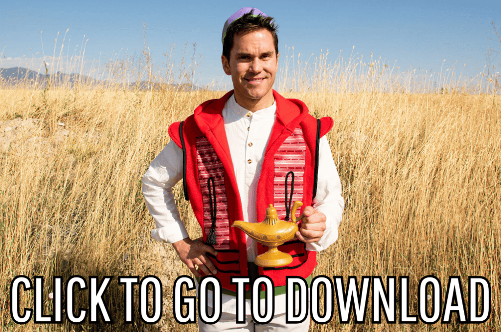 a costume vest heavily inspired by the dsiney movie aladdin, great for cosplay and halloween parties, made with free pattern and step by step tutorial from fleece fun, with the text "CLICK TO GO TO DOWNLOAD" displayed at the bottom.