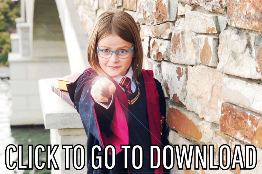 Harry potter inspired robe perfect for Halloween costume parties and cosplay made with free pattern and step by step tutorial from fleece fun, with the text "CLICK TO GO TO DOWNLOAD" displayed at the bottom.