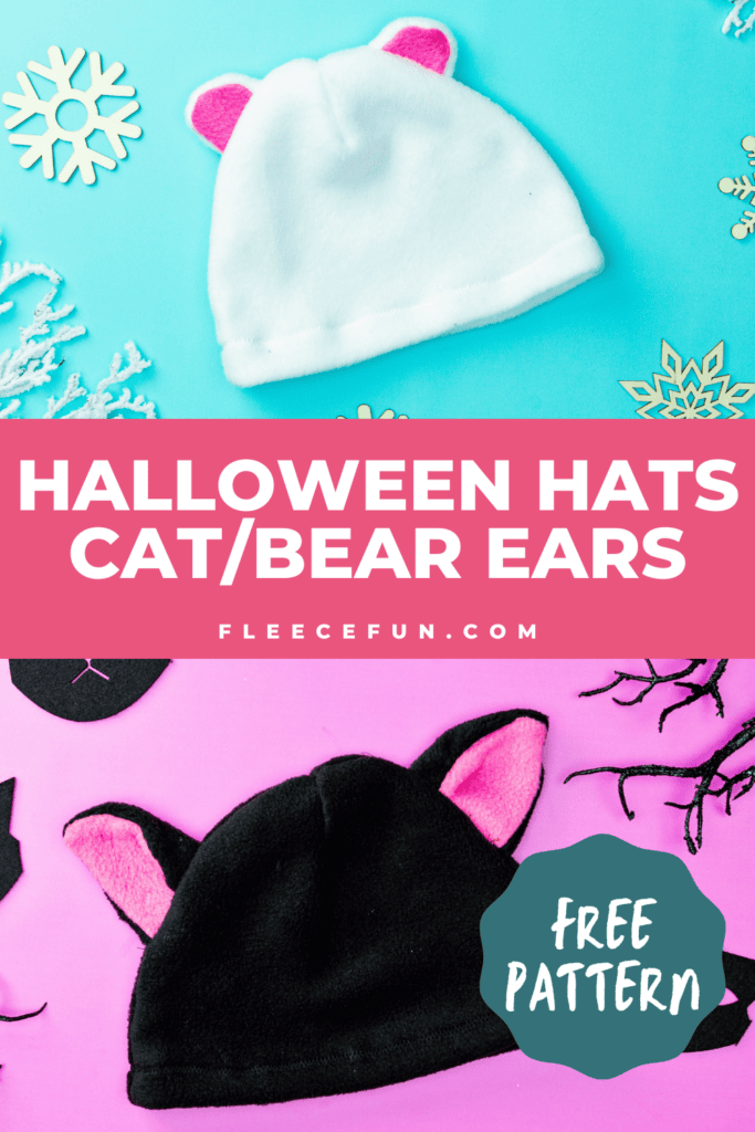 Free fleece hat tutorial featuring Dinosaur, Cat, and Bear hats