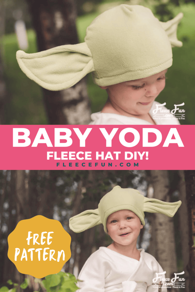DIY Baby Yoda hat with fleecefun free template and tutorial.