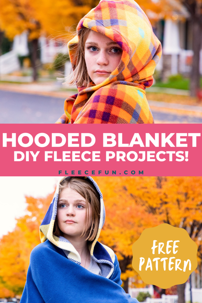 FleeceFun DIY hooded blanket with free pattern and tutorial.