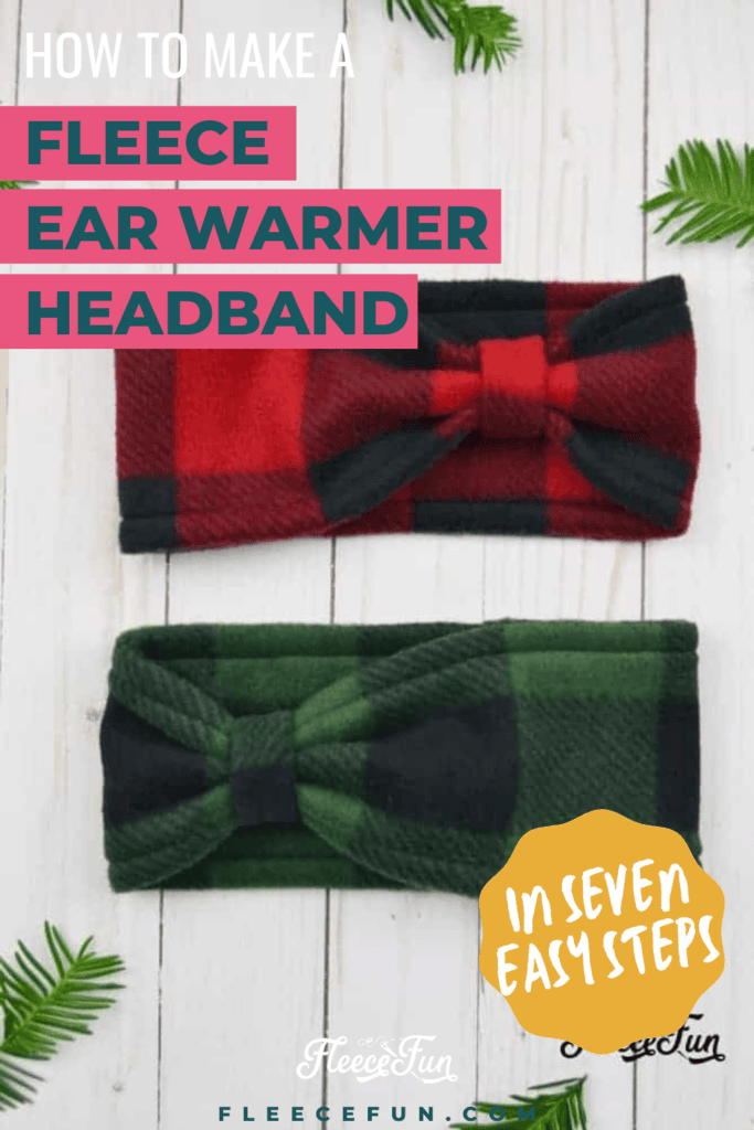 Fleece ear warmer headband with bow, created using fleecefun's free template and tutorial.