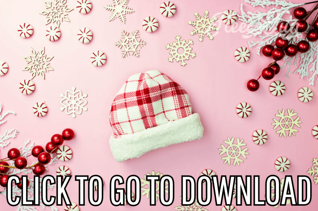 A double layered fleece hat, perfect for winter and Christmas parties or gifts, made with free pattern and step by step tutorial from fleece fun, with the text "CLICK TO GO TO DOWNLOAD" displayed at the bottom.