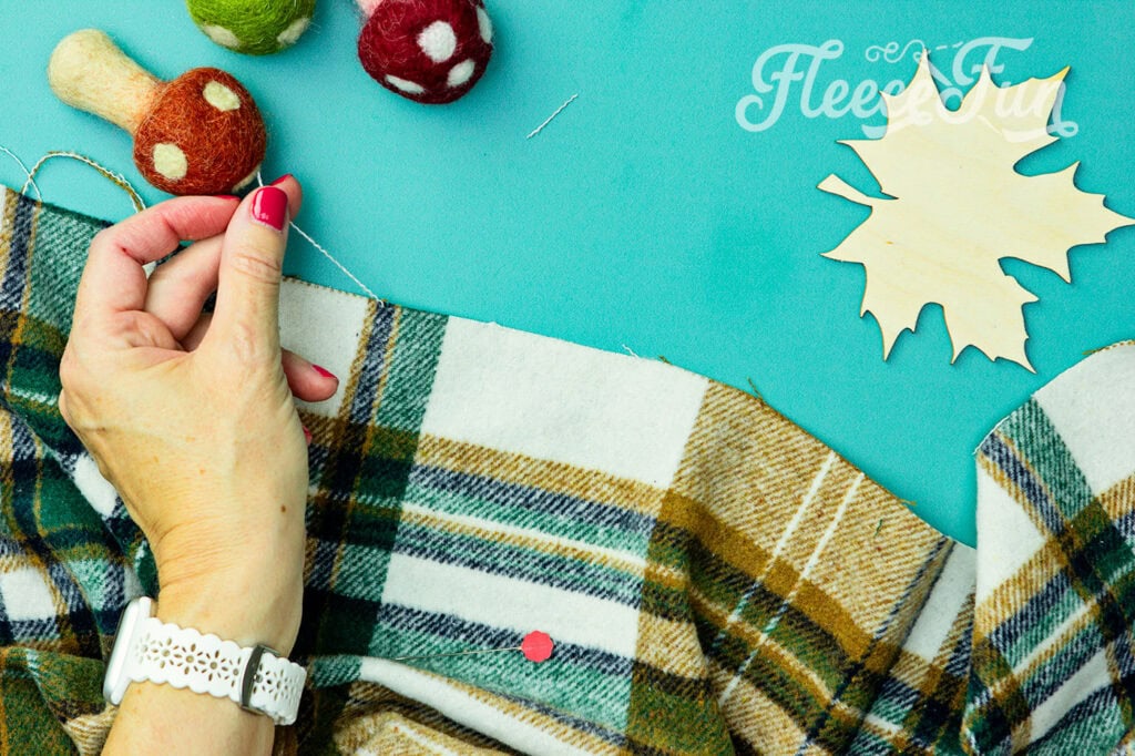 Flannel no sew blanket ready to use, showcasing the finished product. Fleecefun free template and tutorial.