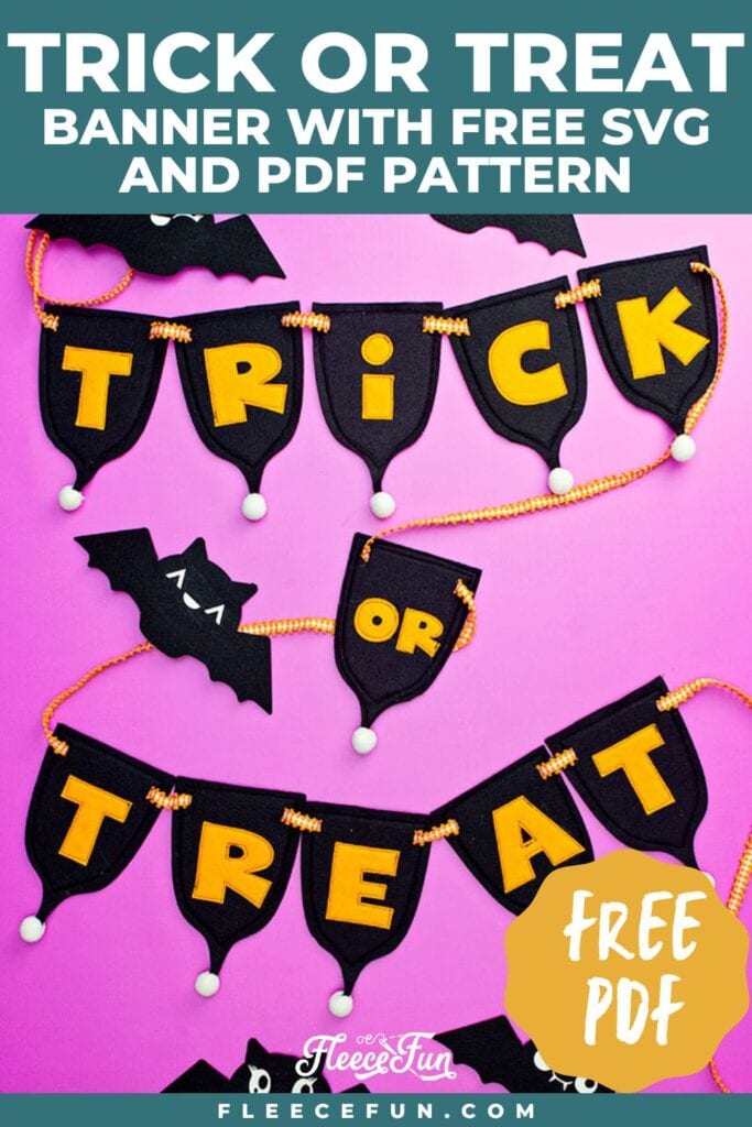 DIY Trick or Treat banner with fleecefun’s free template and tutorial.