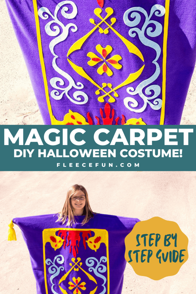 Aladdin Magic Carpet costume pieces cut out using fleecefun free template and tutorial.