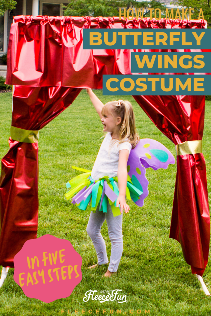DIY butterfly costume wings cut out using fleecefun free template and tutorial.