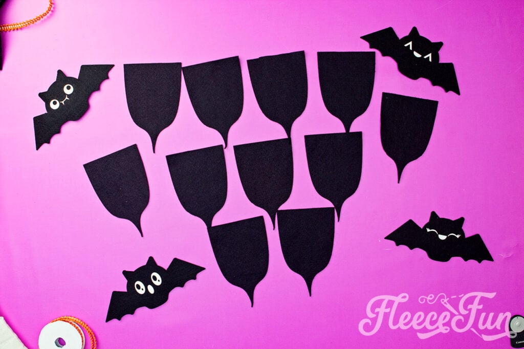 Preparing the Trick or Treat banner template for your DIY Halloween decoration from fleecefun.