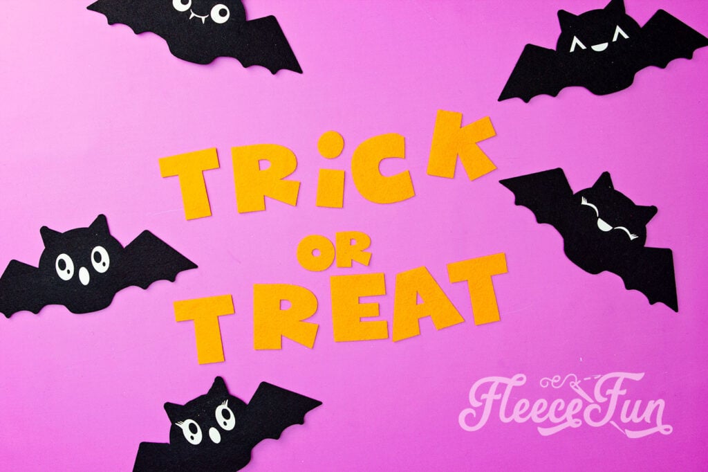 Free template from fleecefun to cut out your Halloween Trick or Treat banner.