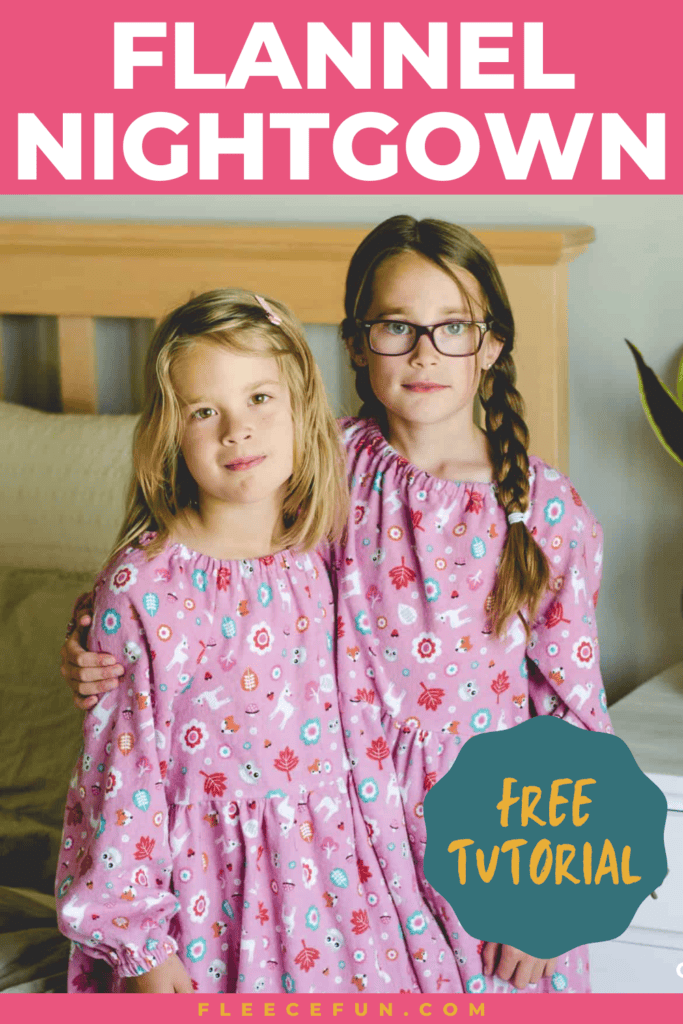 Flannel nightgown sewing pattern by fleecefun with free template and tutorial.