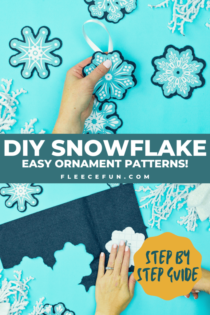 Snowflake ornament DIY with fleecefun free template and tutorial