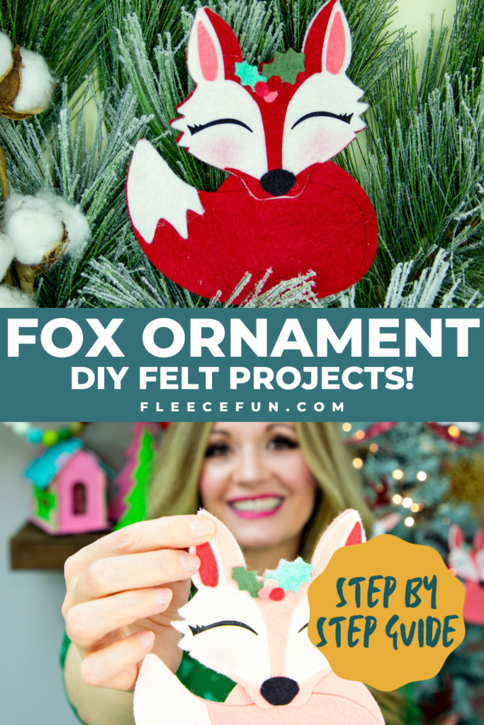 Felt fox ornament DIY project from fleecefun with free template and tutorial.