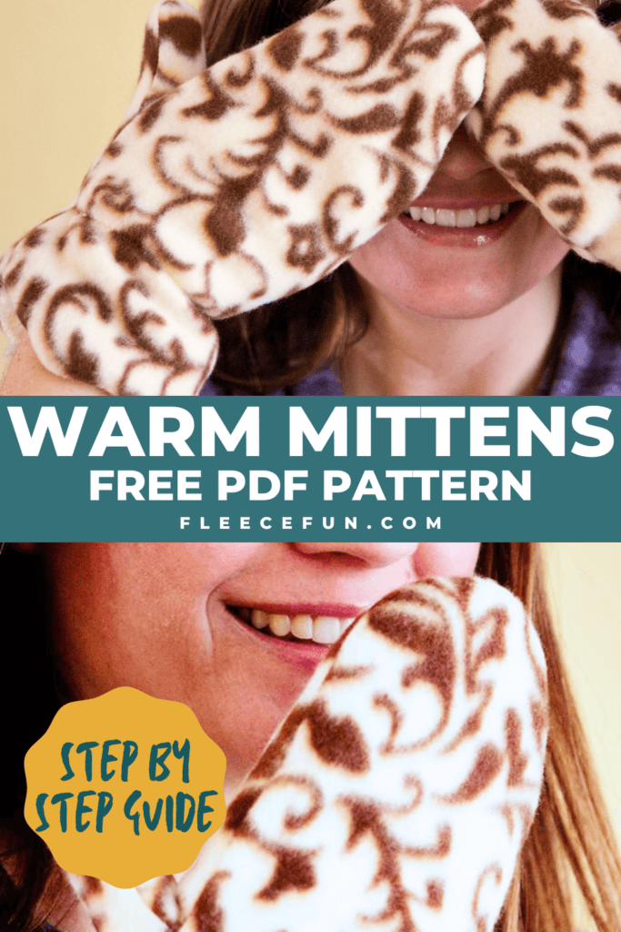Free mitten pattern tutorial showing how to cut out pieces – fleecefun free template and tutorial