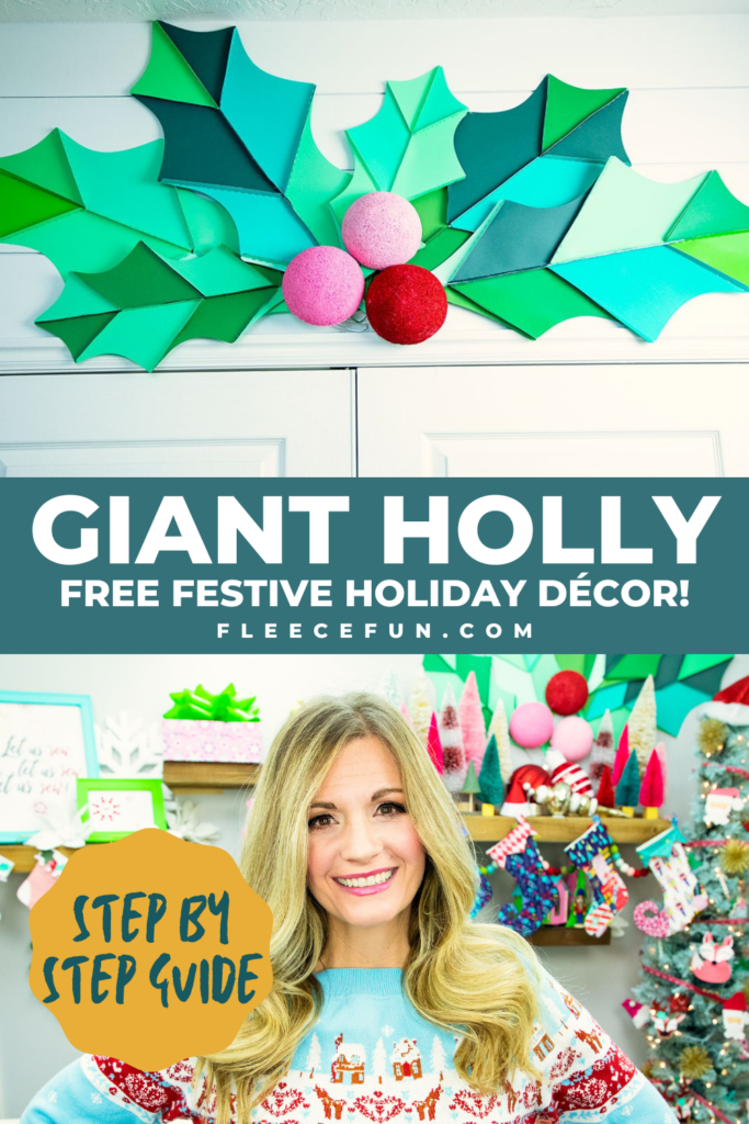 DIY giant holly leaves made from felt with fleecefun free template and tutorial.