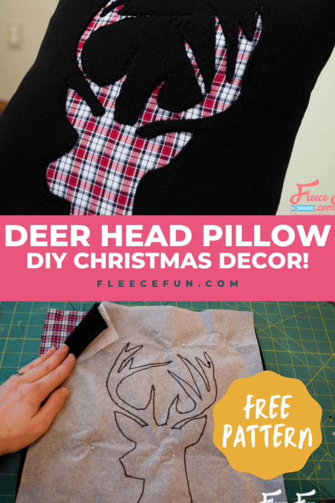 Learn how to make a deer head pillow with fleecefun and free template and tutorial.