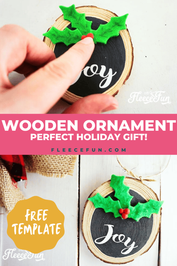 Creating a DIY wooden Christmas ornament with fleecefun free template and tutorial