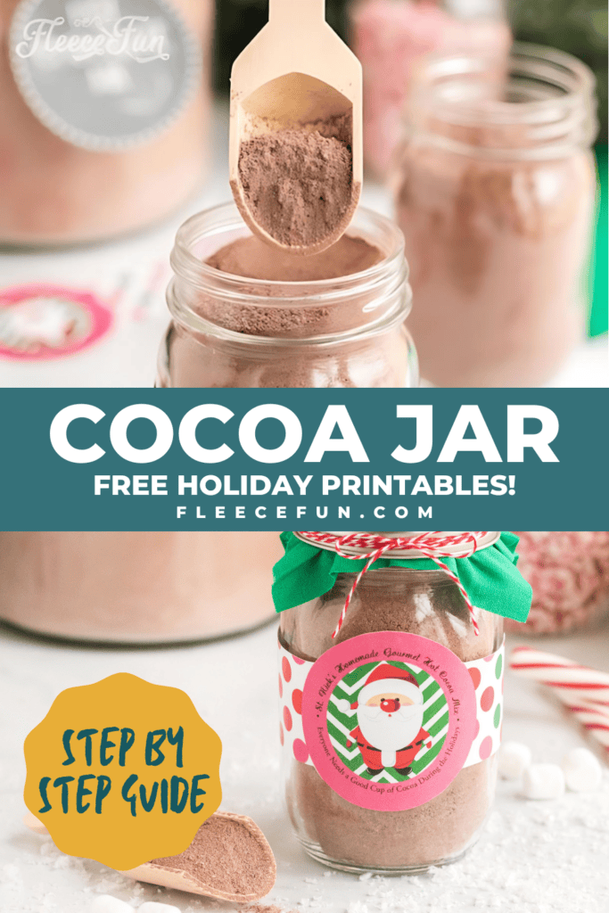 Hot chocolate mason jar gift with free printable label fleecefun tutorial