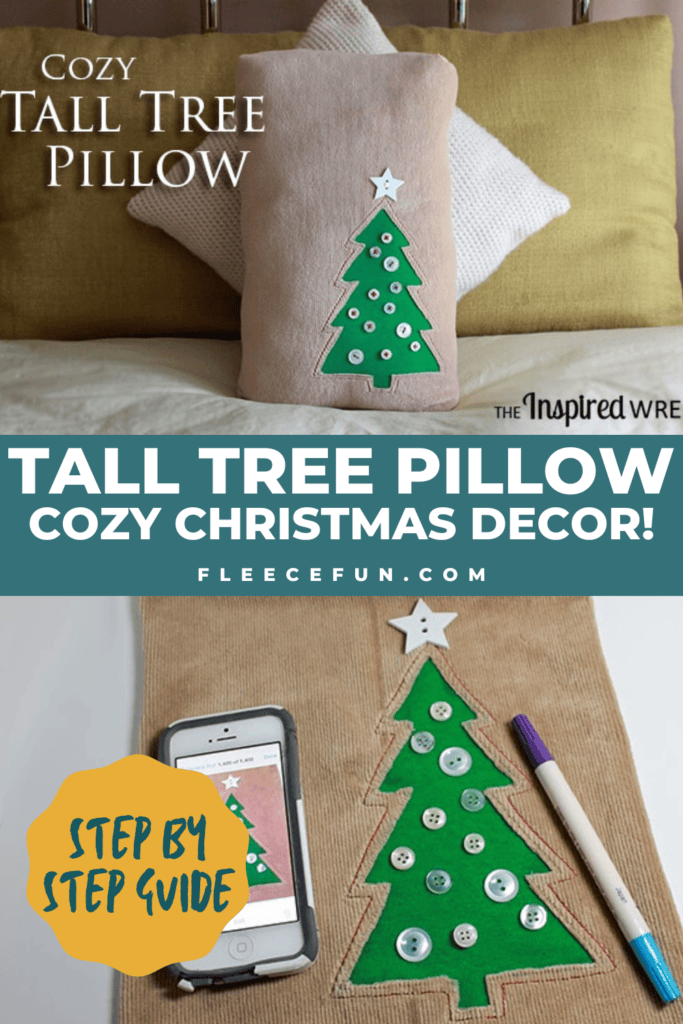 Christmas tall tree pillow cutting fabric pieces fleecefun free template and tutorial
