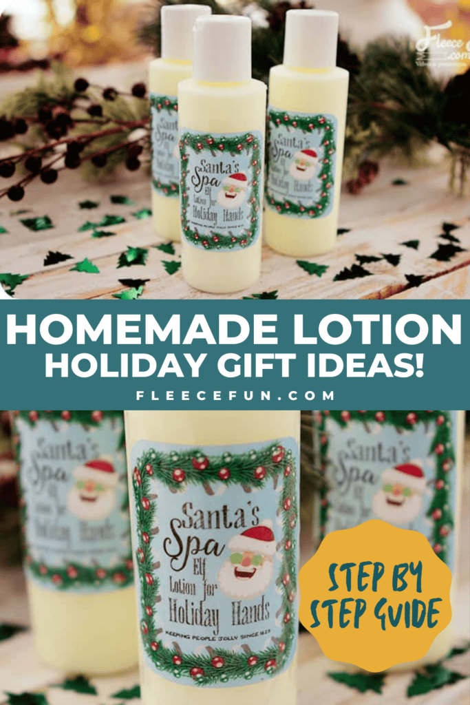 Learn how to make holiday homemade lotion with this fleecefun free template and tutorial.