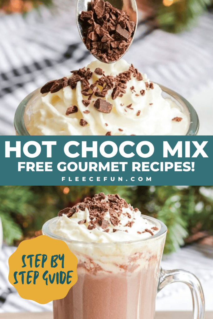 Rich and creamy gourmet hot cocoa mix ingredients from fleecefun and free template and tutorial.