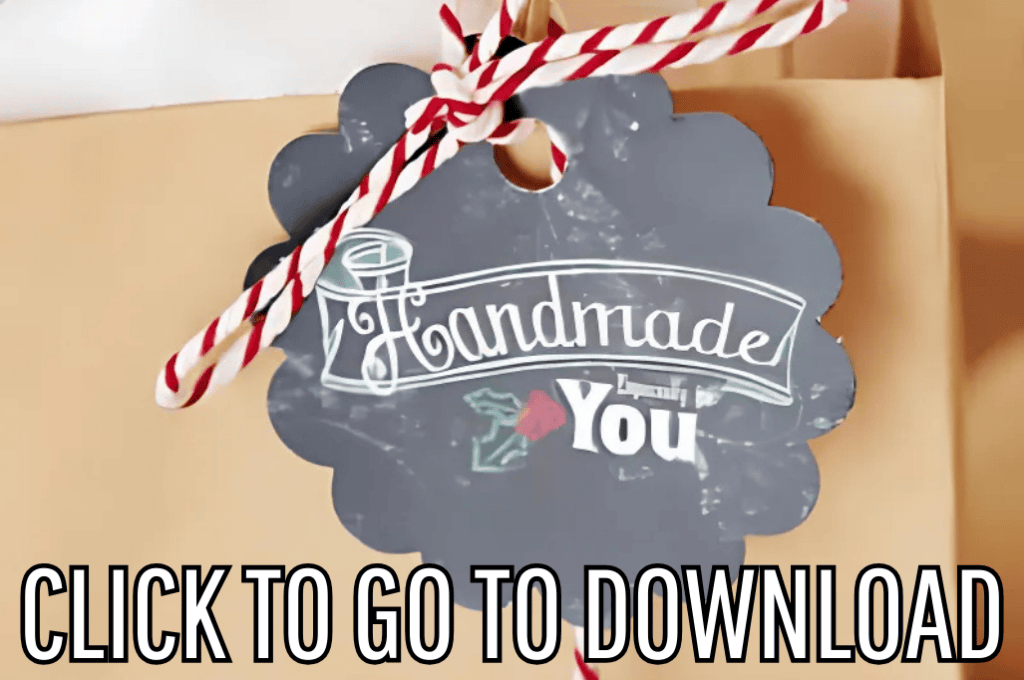 Mini Holiday Tags, perfect for christmas gifts and holiday letters, made with free printable file and step by step tutorial from fleece fun, with the text "CLICK TO GO TO DOWNLOAD" displayed at the bottom.