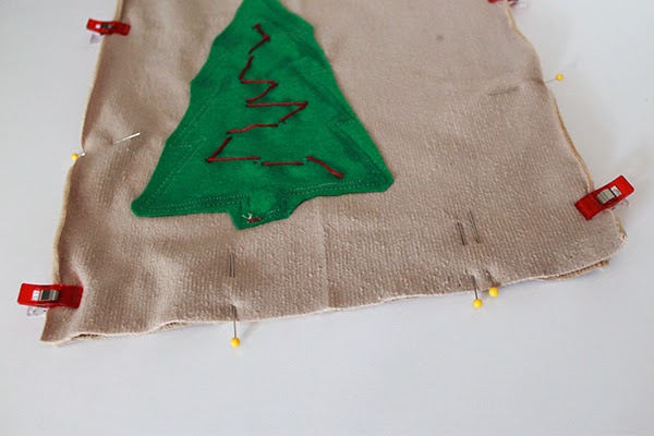 Assembling sections for DIY Christmas tall tree pillow fleecefun free pattern