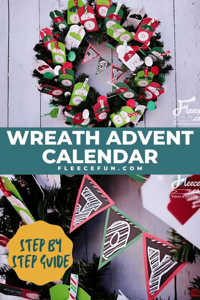 Beautiful Advent Calendar Wreath crafted with fleecefun and free template and tutorial.