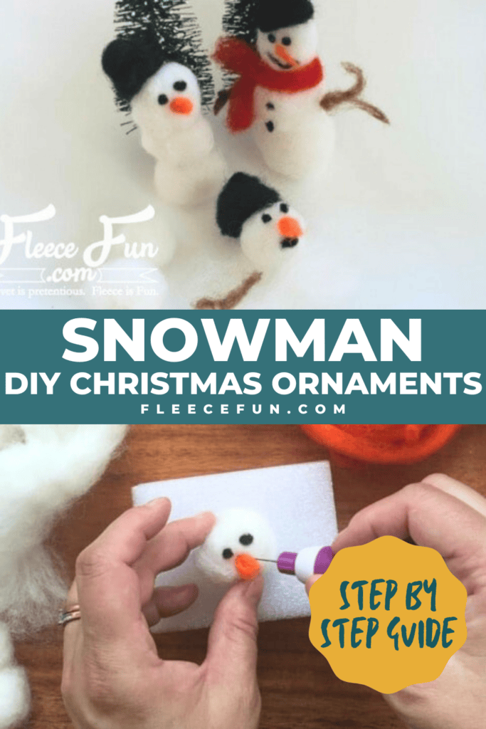 Step-by-step instructions for building a snowman ornament body with fleecefun’s free tutorial.