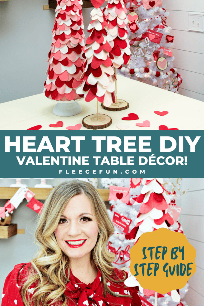 Heart Tree DIY Valentine's centerpiece created using fleecefun free template and tutorial.