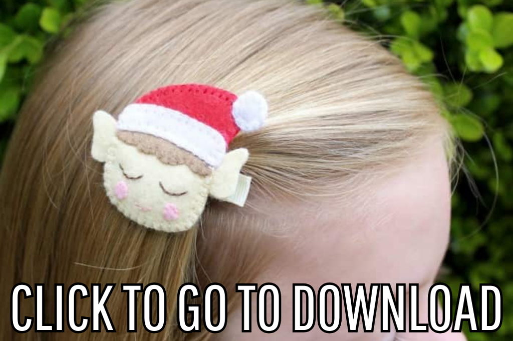 a Felt Elf Ornament, perfect for Christmas decors, and handmade holiday gifts, made with free pattern, and step by step tutorial from fleece fun, with the text "CLICK TO GO TO DOWNLOAD" displayed at the bottom.