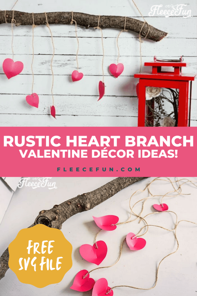 DIY rustic heart branch craft from fleecefun with free template and tutorial.