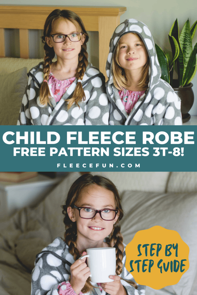 Child fleece robe pattern cut and ready to sew with fleecefun free template and tutorial