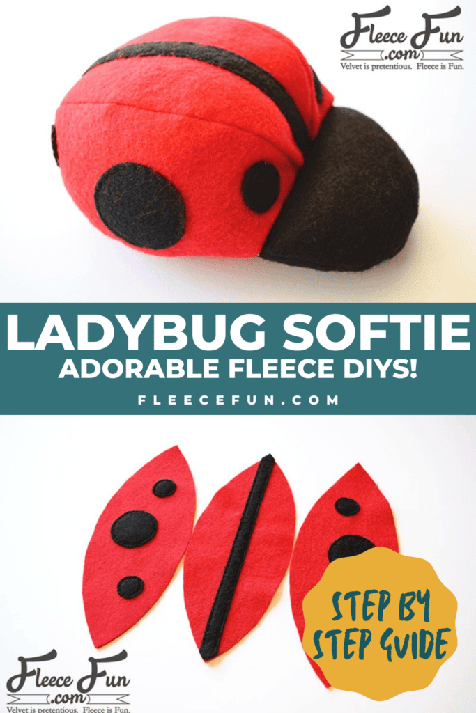 Adorable ladybug softie crafted using fleecefun and a free template and tutorial.
