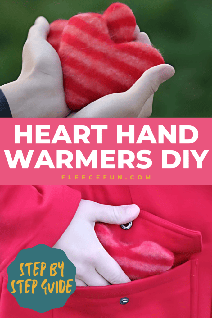 DIY heart hand warmers made with fleecefun free template and tutorial
