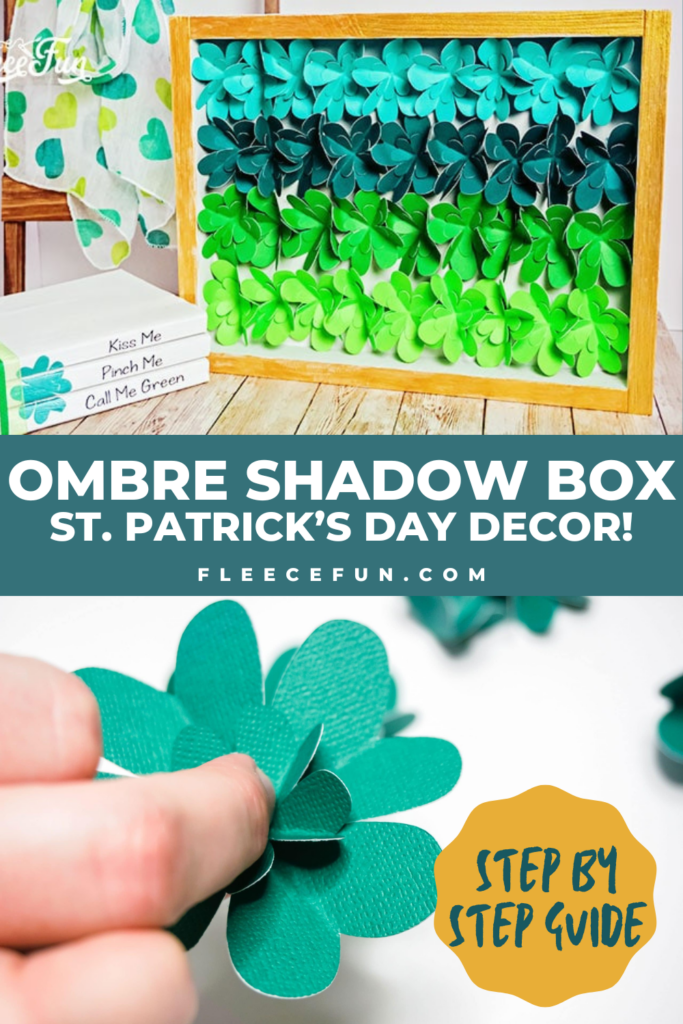 Create this stunning ombre shadow box for St. Patrick's Day with fleecefun and free template and tutorial.