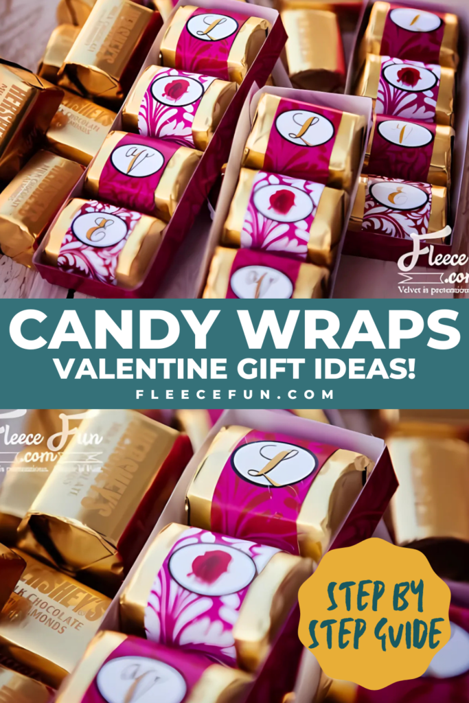 Chocolates wrapped in Valentine-themed covers with fleecefun’s free printable.