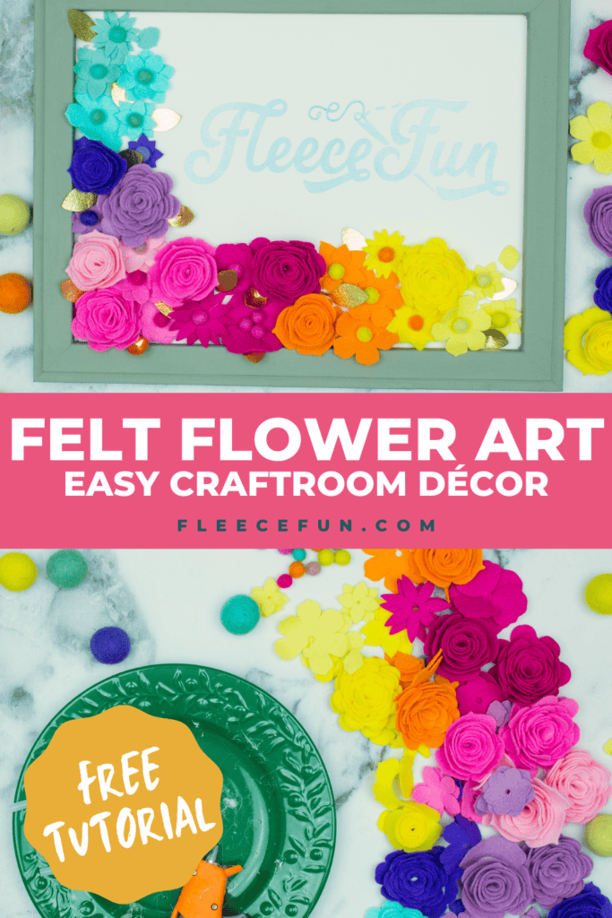 DIY felt flower art project using fleecefun free template and tutorial
