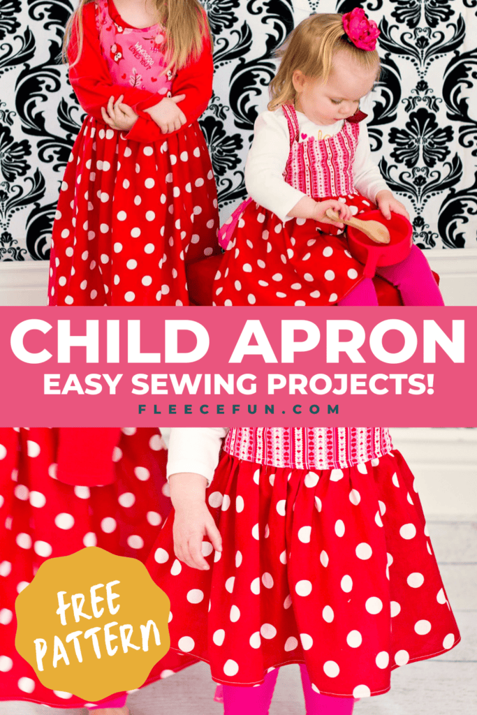 Easy DIY kids apron using the fleecefun free template and tutorial.